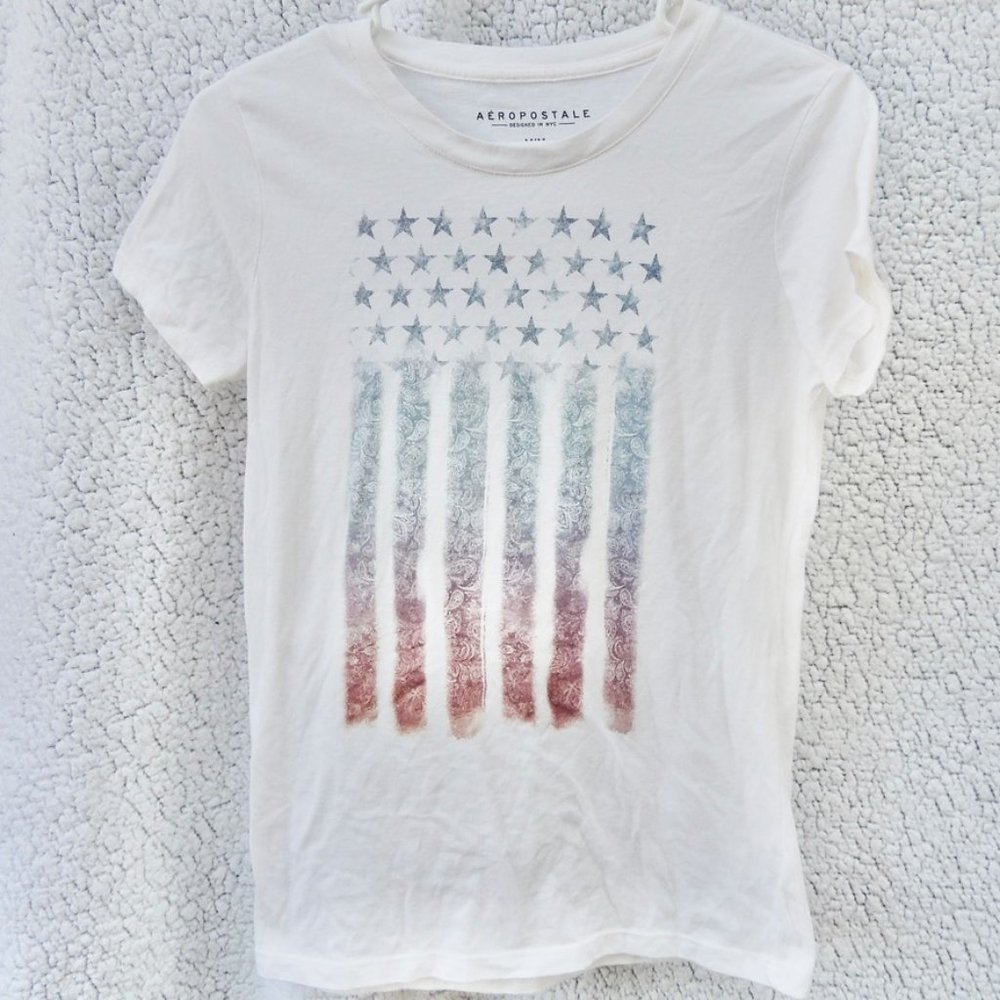 Aeropostale Red White & Blue Star Flag T shirt Super Soft